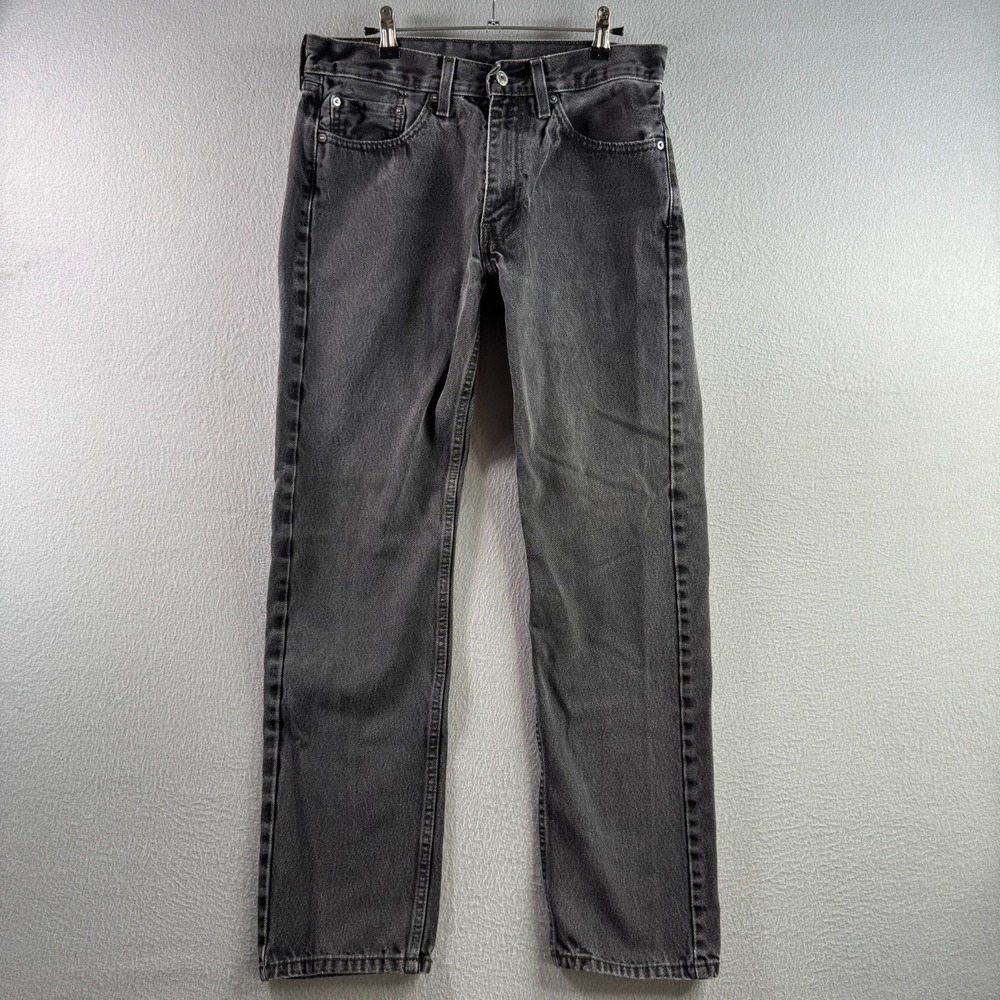 Levis Jeans Mens 33x34 (Fits 32x31) Faded Black 505 Straight Leg Cotton‎ Classic